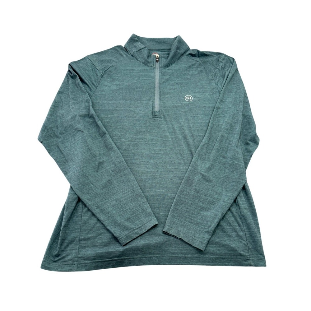 TravisMathew Wanderlust Quarter Zip Mens Large Teal Blue Golf Pullover Jacket